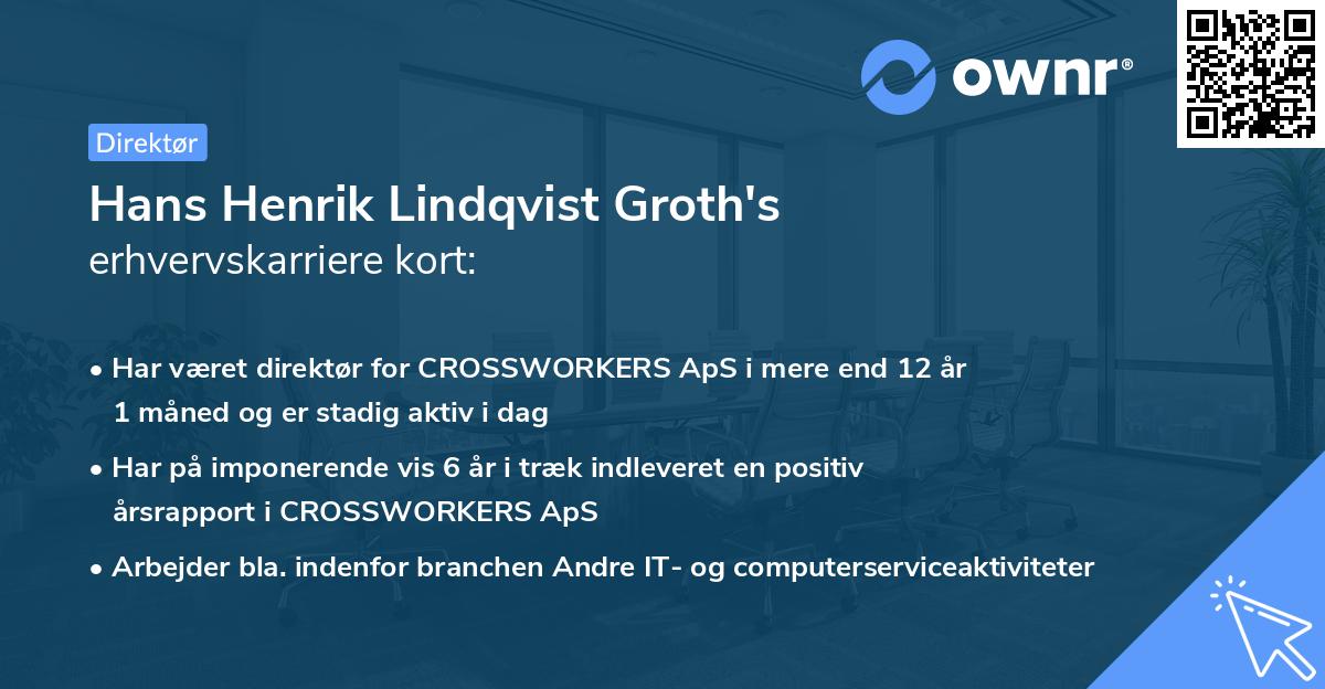 Hans Henrik Lindqvist Groth's erhvervskarriere kort