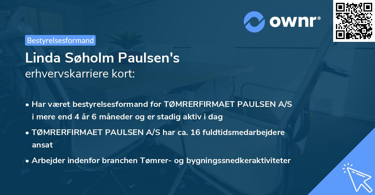 Linda Søholm Paulsen's erhvervskarriere kort