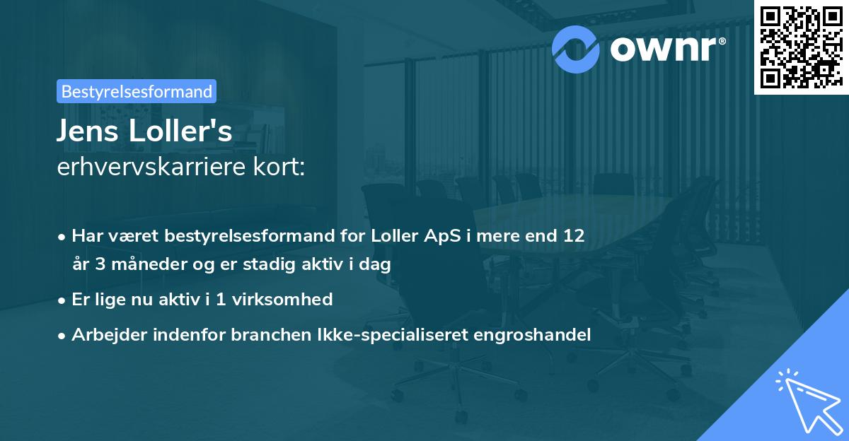 Jens Loller's erhvervskarriere kort