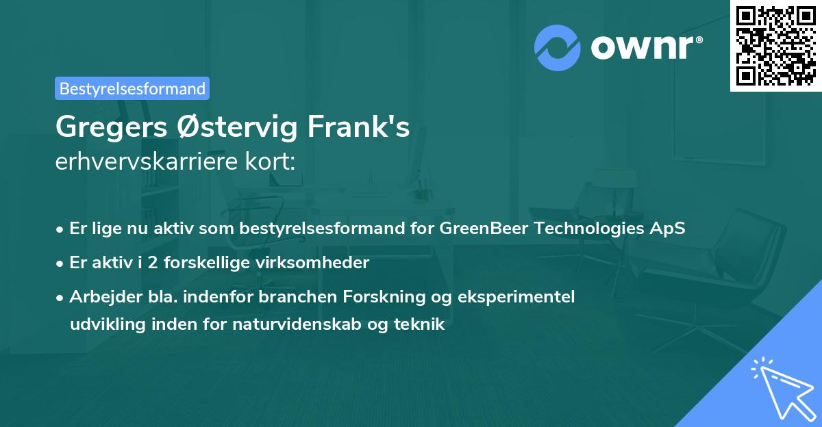 Gregers Østervig Frank's erhvervskarriere kort