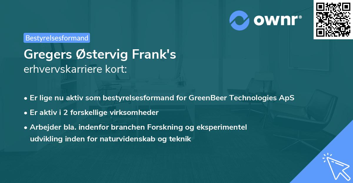 Gregers Østervig Frank's erhvervskarriere kort