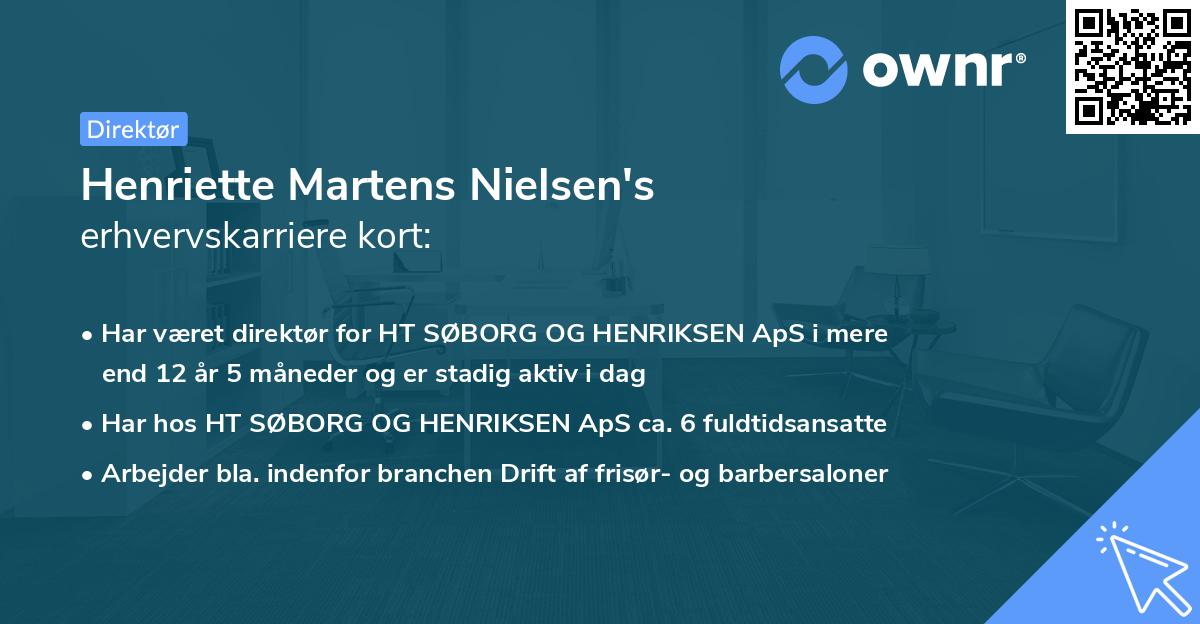 Henriette Martens Nielsen's erhvervskarriere kort