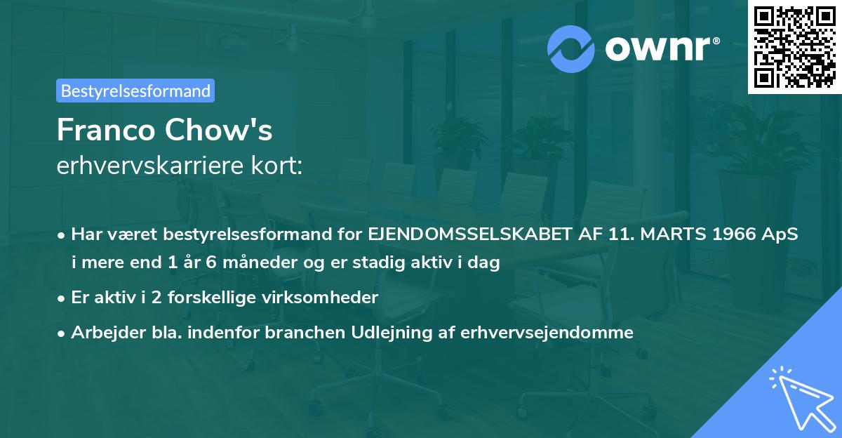 Franco Chow's erhvervskarriere kort