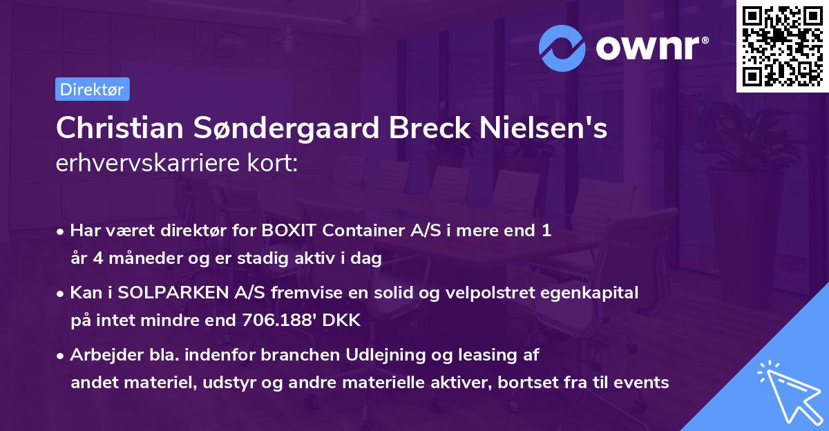 Christian Søndergaard Breck Nielsen's erhvervskarriere kort