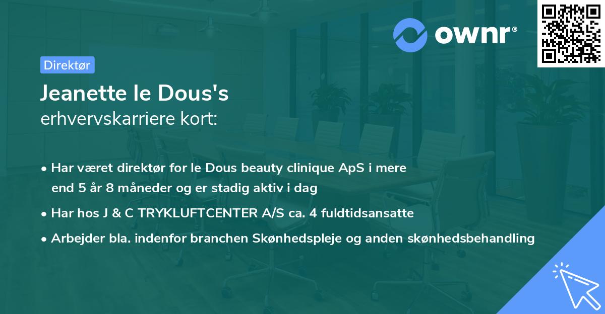 Jeanette le Dous's erhvervskarriere kort