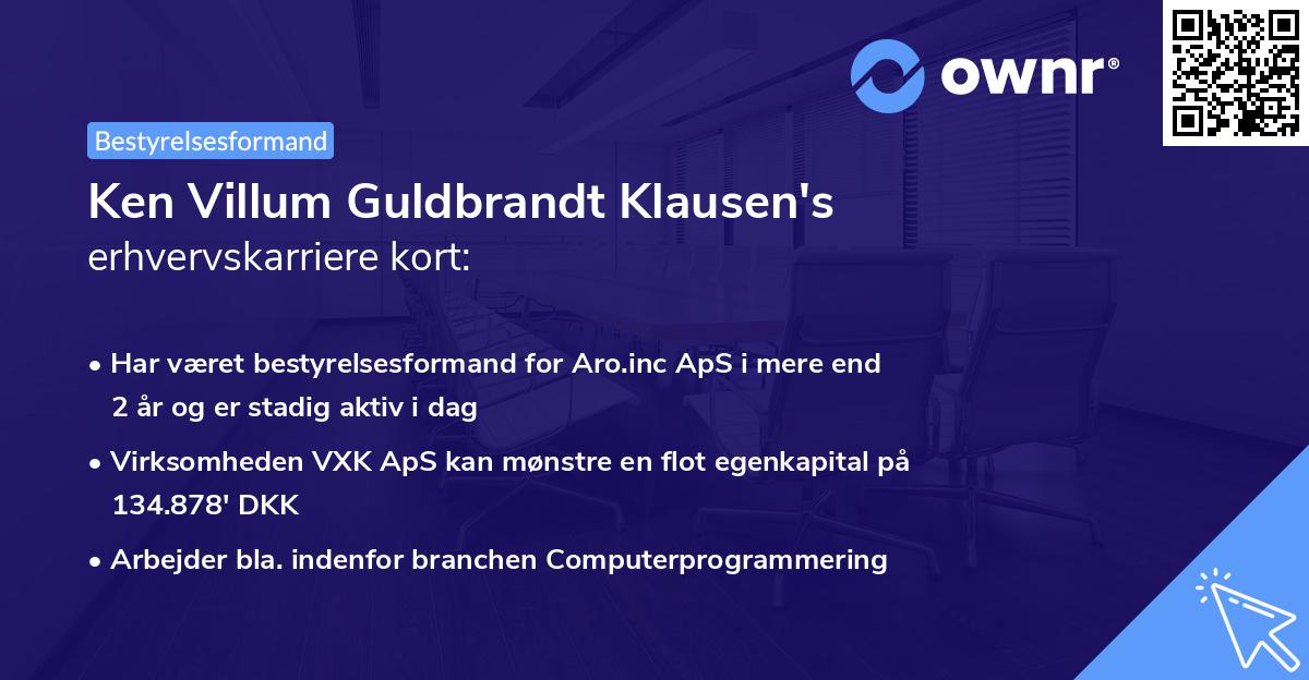 Ken Villum Guldbrandt Klausen's erhvervskarriere kort