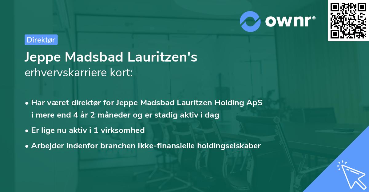 Jeppe Madsbad Lauritzen's erhvervskarriere kort