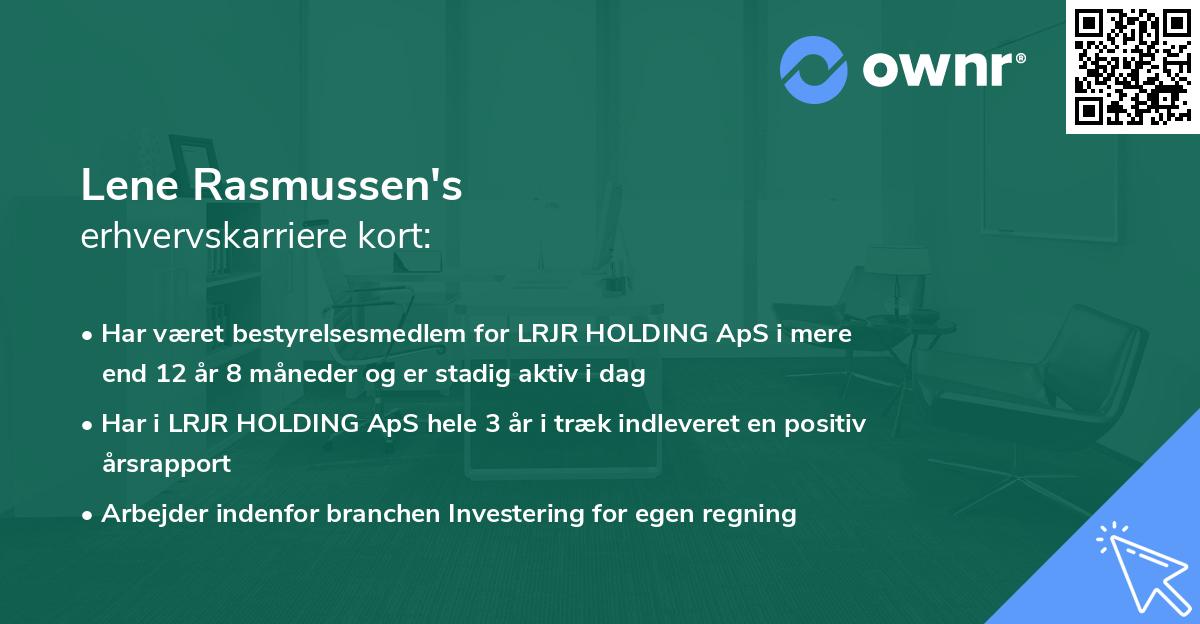 Lene Rasmussen's erhvervskarriere kort