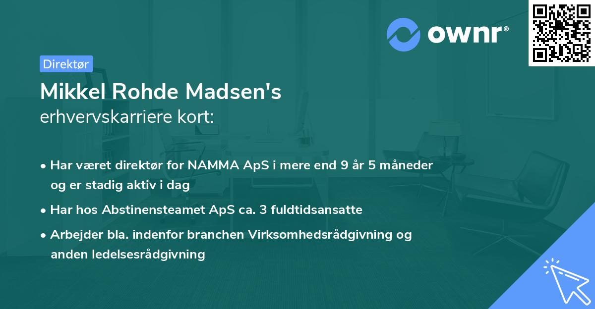 Mikkel Rohde Madsen's erhvervskarriere kort