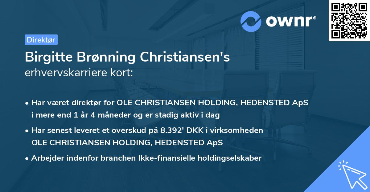 Birgitte Brønning Christiansen's erhvervskarriere kort
