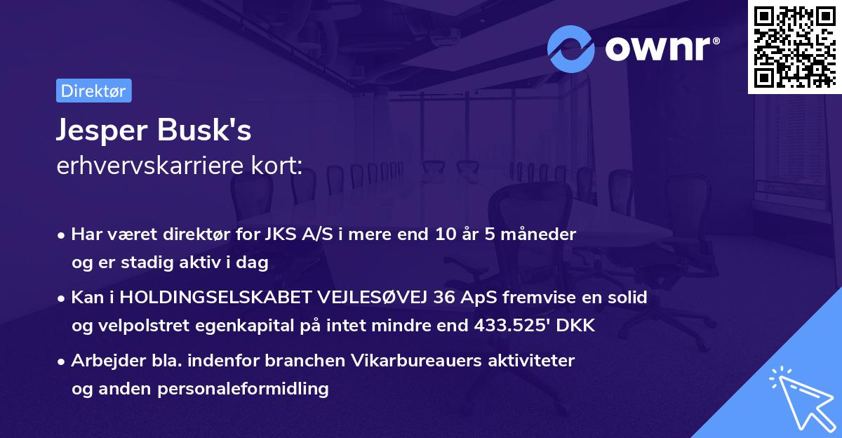 Jesper Busk's erhvervskarriere kort