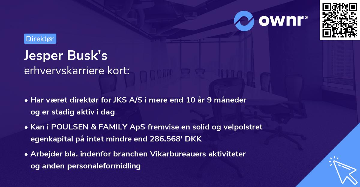 Jesper Busk's erhvervskarriere kort