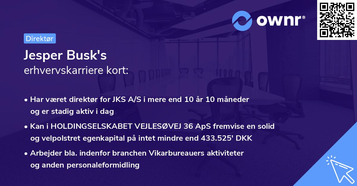 Jesper Busk's erhvervskarriere kort