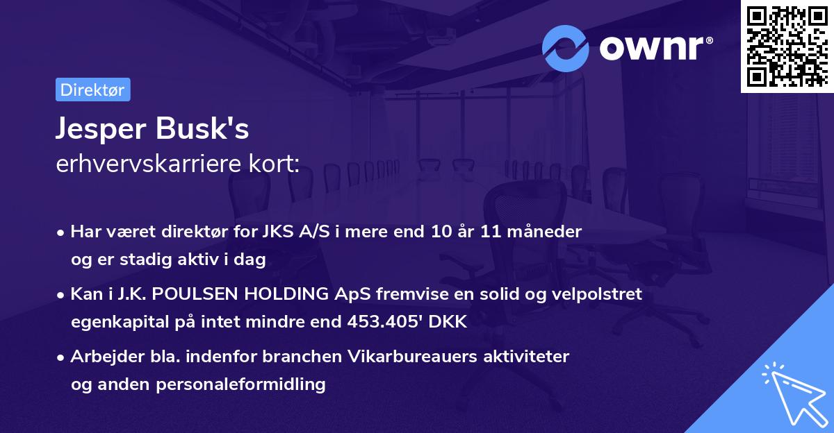 Jesper Busk's erhvervskarriere kort