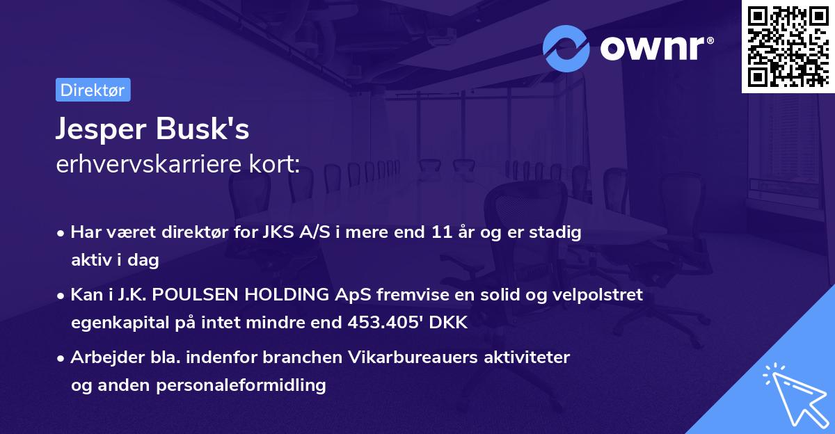 Jesper Busk's erhvervskarriere kort