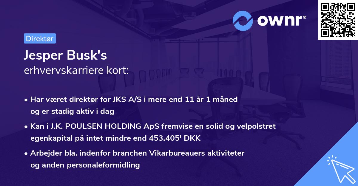 Jesper Busk's erhvervskarriere kort