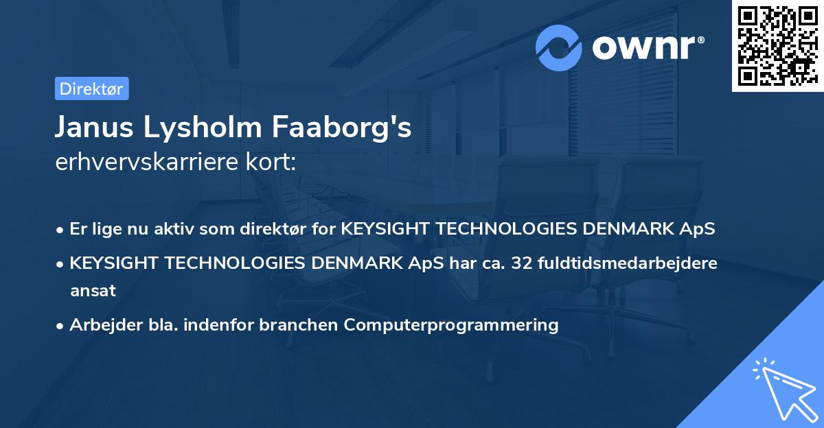 Janus Lysholm Faaborg's erhvervskarriere kort