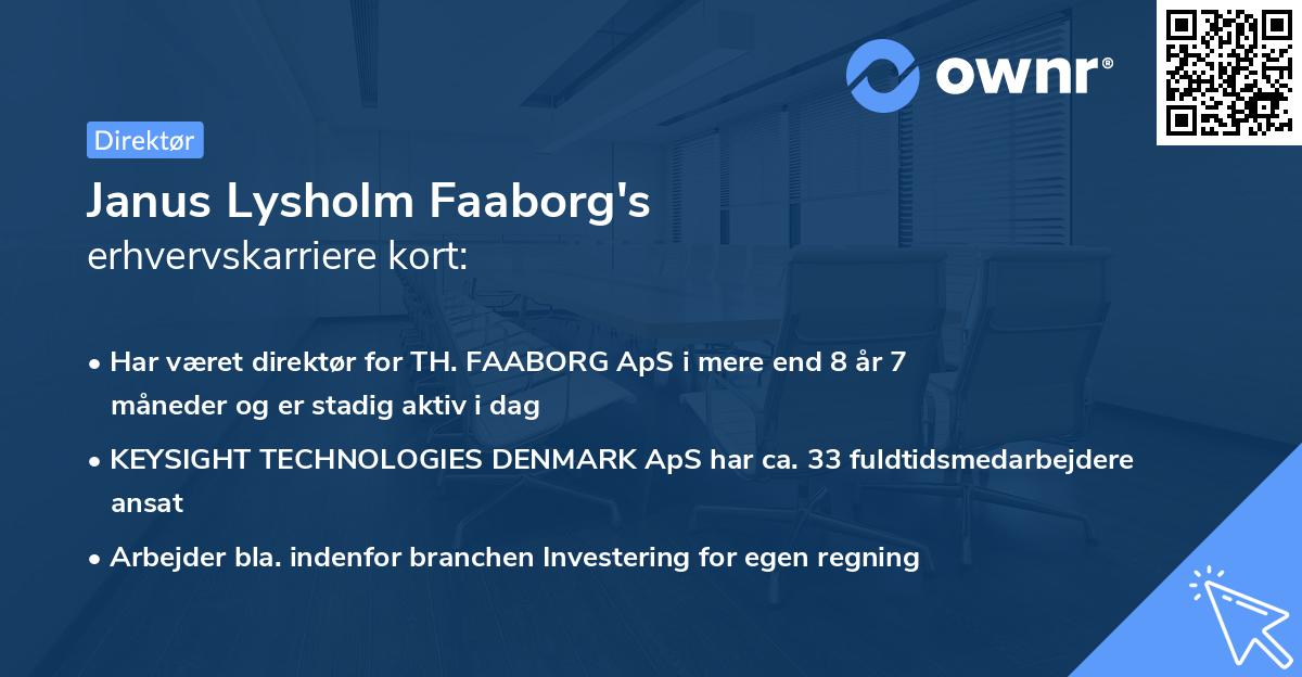 Janus Lysholm Faaborg's erhvervskarriere kort