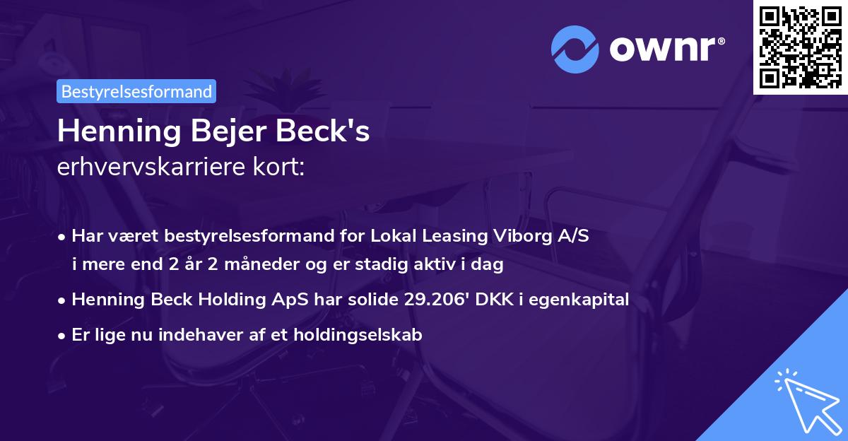 Henning Bejer Beck's erhvervskarriere kort