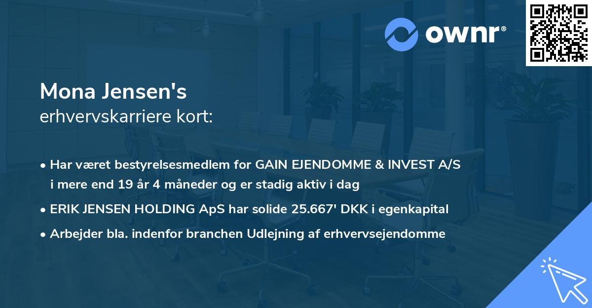 Mona Jensen's erhvervskarriere kort