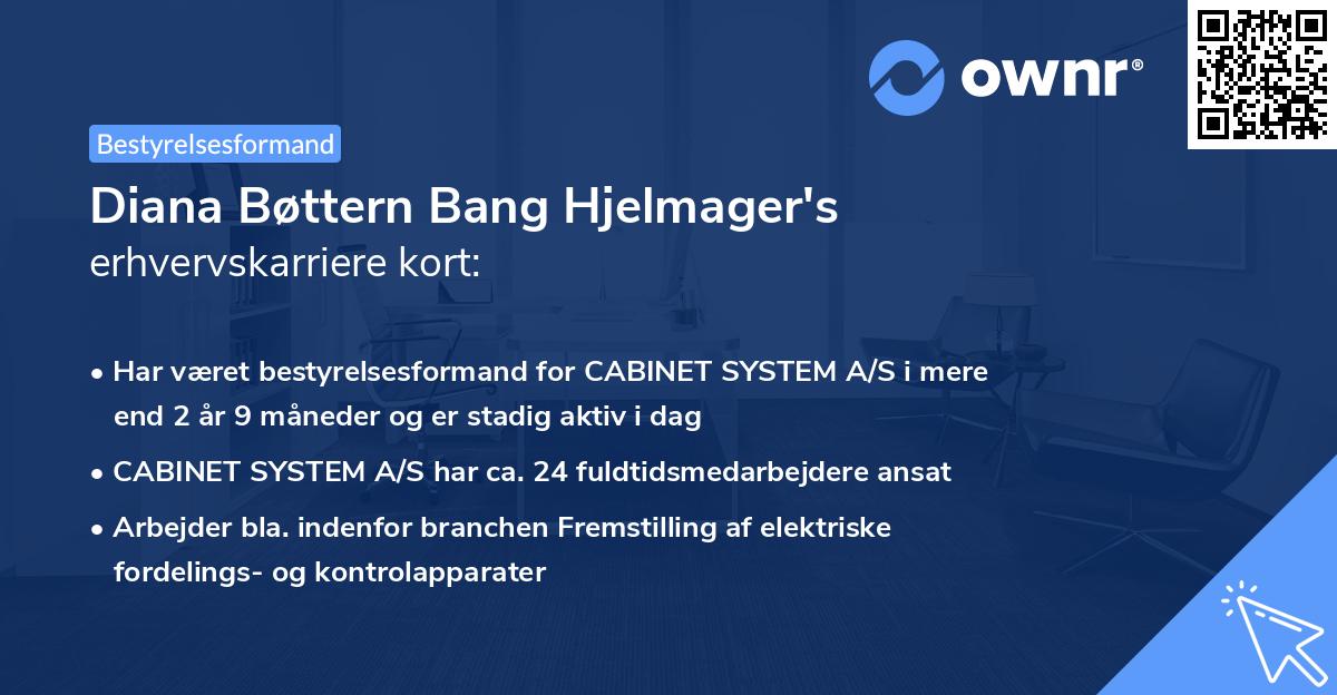 Diana Bøttern Bang Hjelmager's erhvervskarriere kort