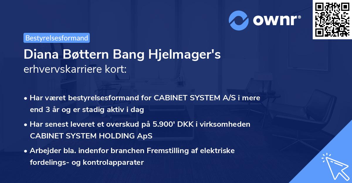 Diana Bøttern Bang Hjelmager's erhvervskarriere kort