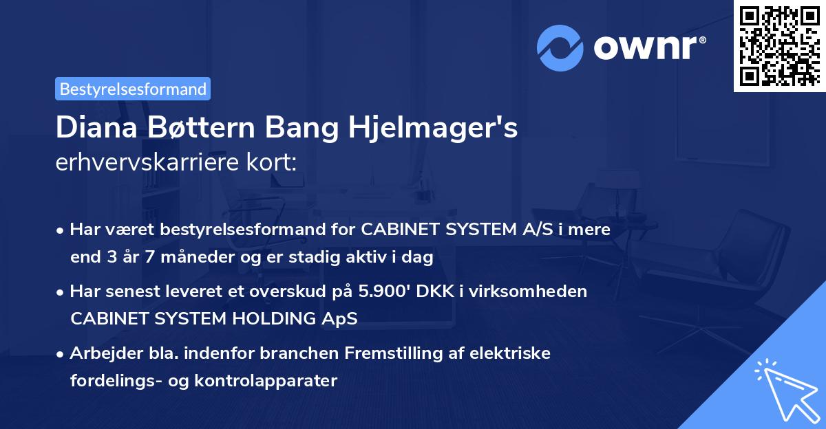 Diana Bøttern Bang Hjelmager's erhvervskarriere kort