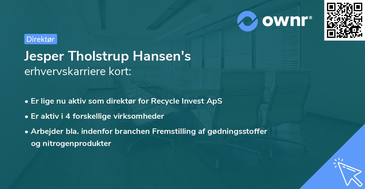 Jesper Tholstrup Hansen's erhvervskarriere kort
