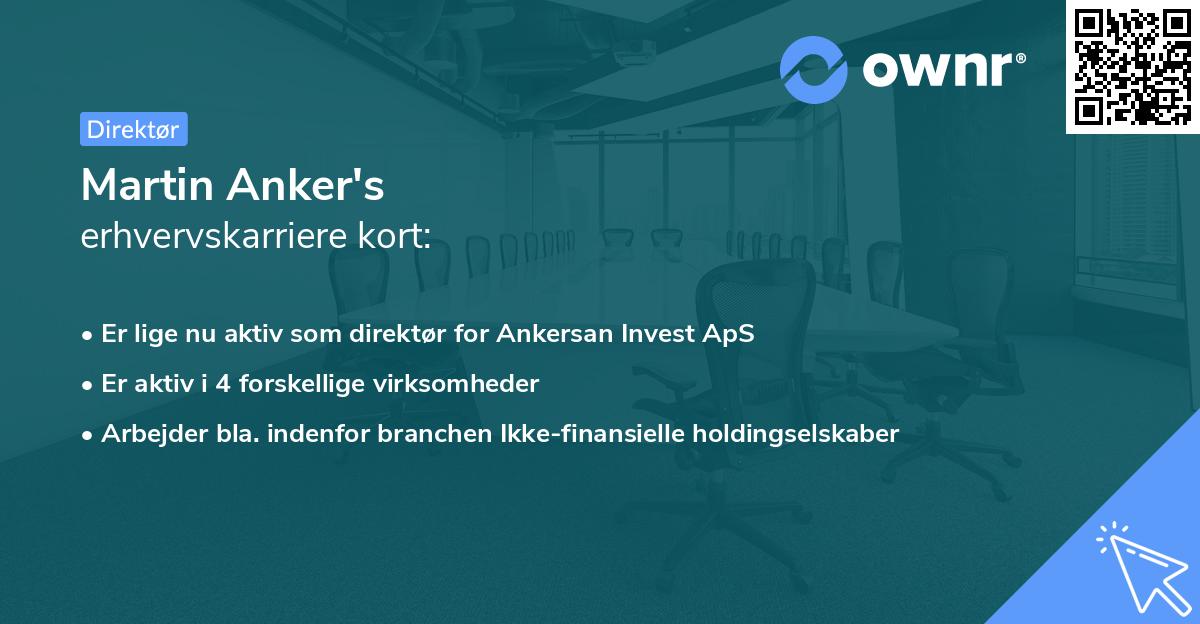 Martin Anker's erhvervskarriere kort
