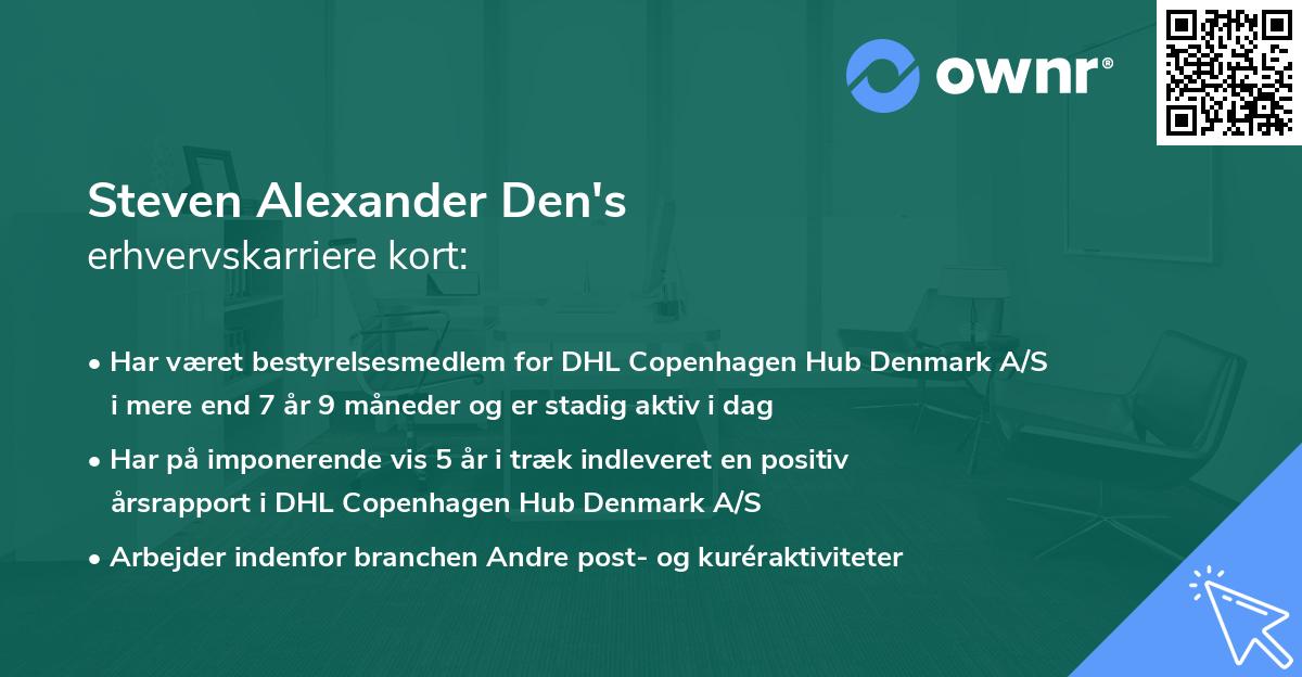 Steven Alexander Den's erhvervskarriere kort