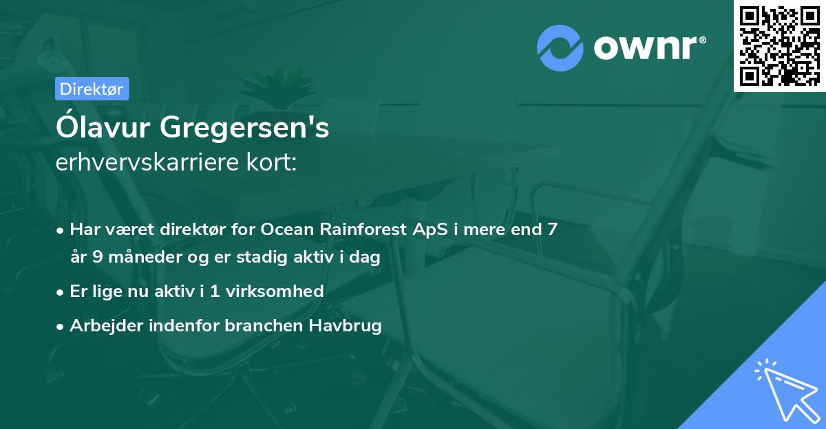 Ólavur Gregersen's erhvervskarriere kort