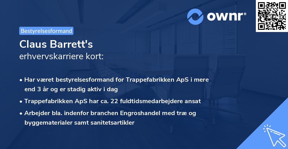 Claus Barrett's erhvervskarriere kort