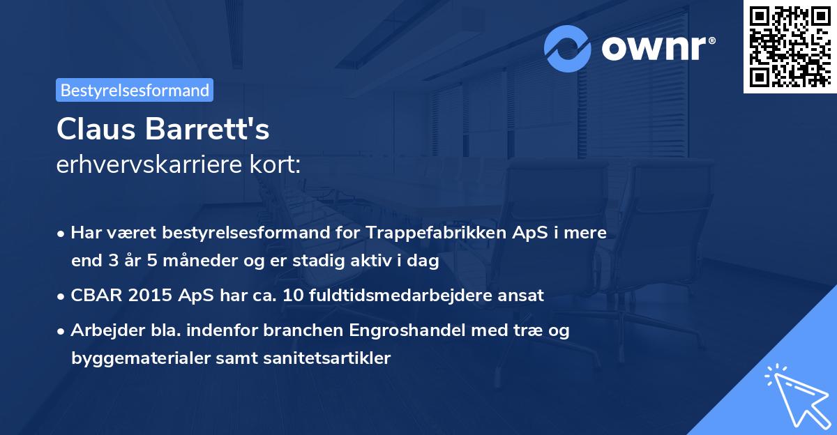 Claus Barrett's erhvervskarriere kort