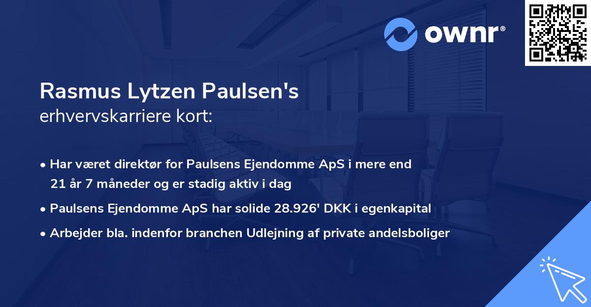 Rasmus Lytzen Paulsen's erhvervskarriere kort