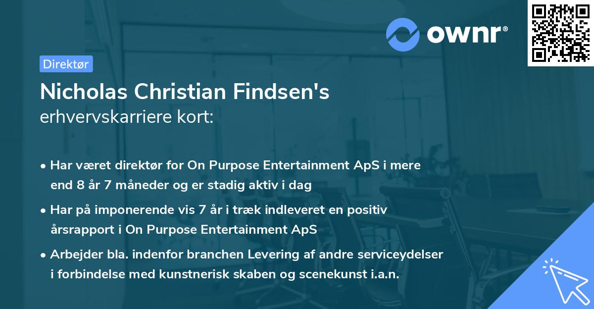 Nicholas Christian Findsen's erhvervskarriere kort