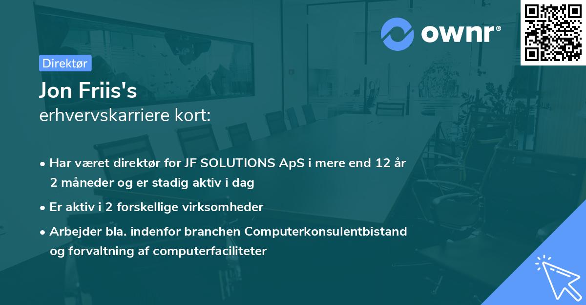 Jon Friis's erhvervskarriere kort