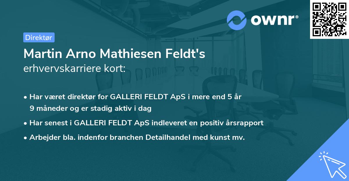 Martin Arno Mathiesen Feldt's erhvervskarriere kort
