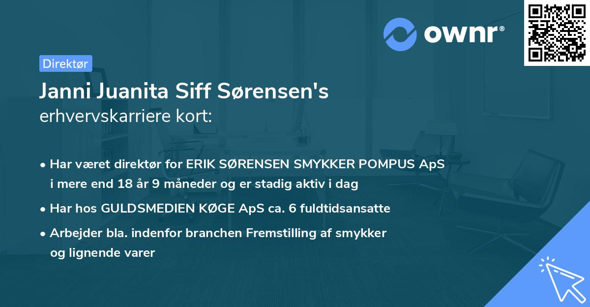 Janni Juanita Siff Sørensen's erhvervskarriere kort