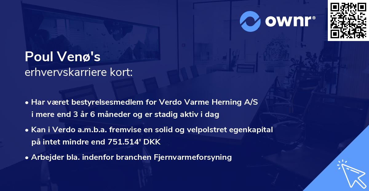Poul Venø's erhvervskarriere kort