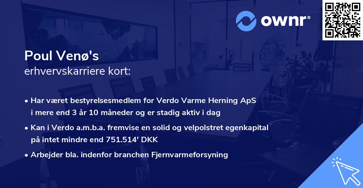 Poul Venø's erhvervskarriere kort