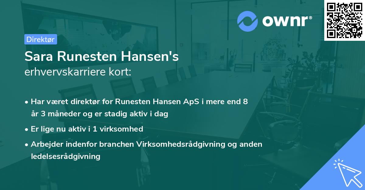 Sara Runesten Hansen's erhvervskarriere kort