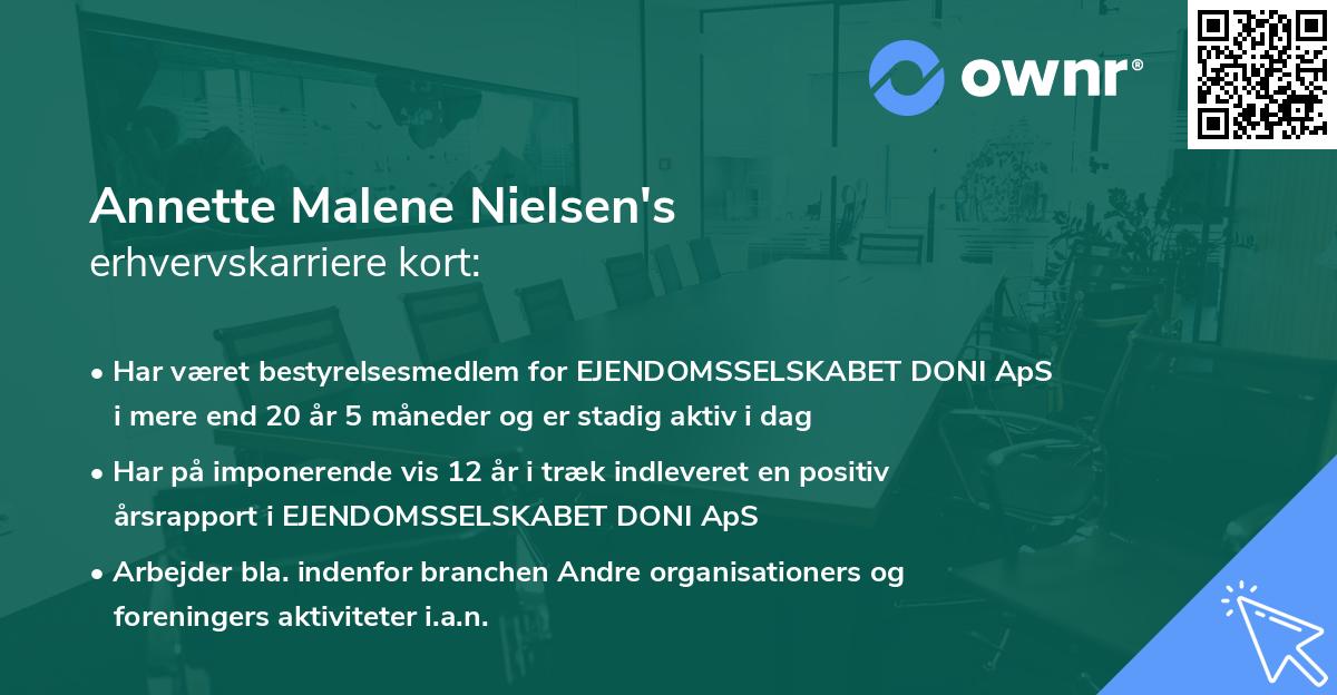 Annette Malene Nielsen's erhvervskarriere kort