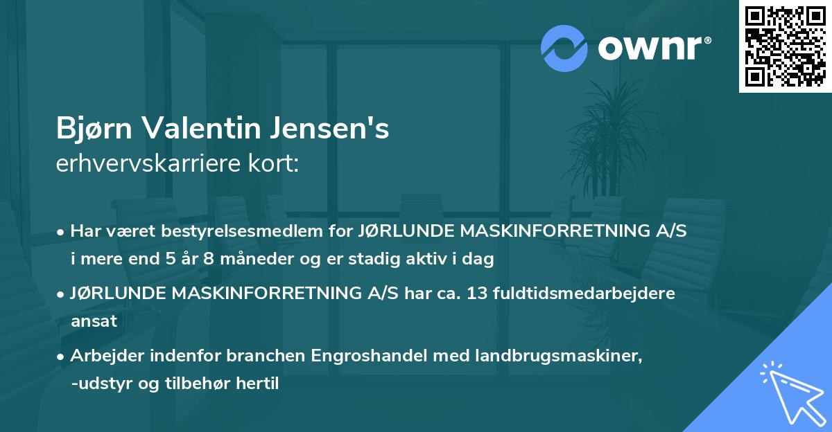 Bjørn Valentin Jensen's erhvervskarriere kort