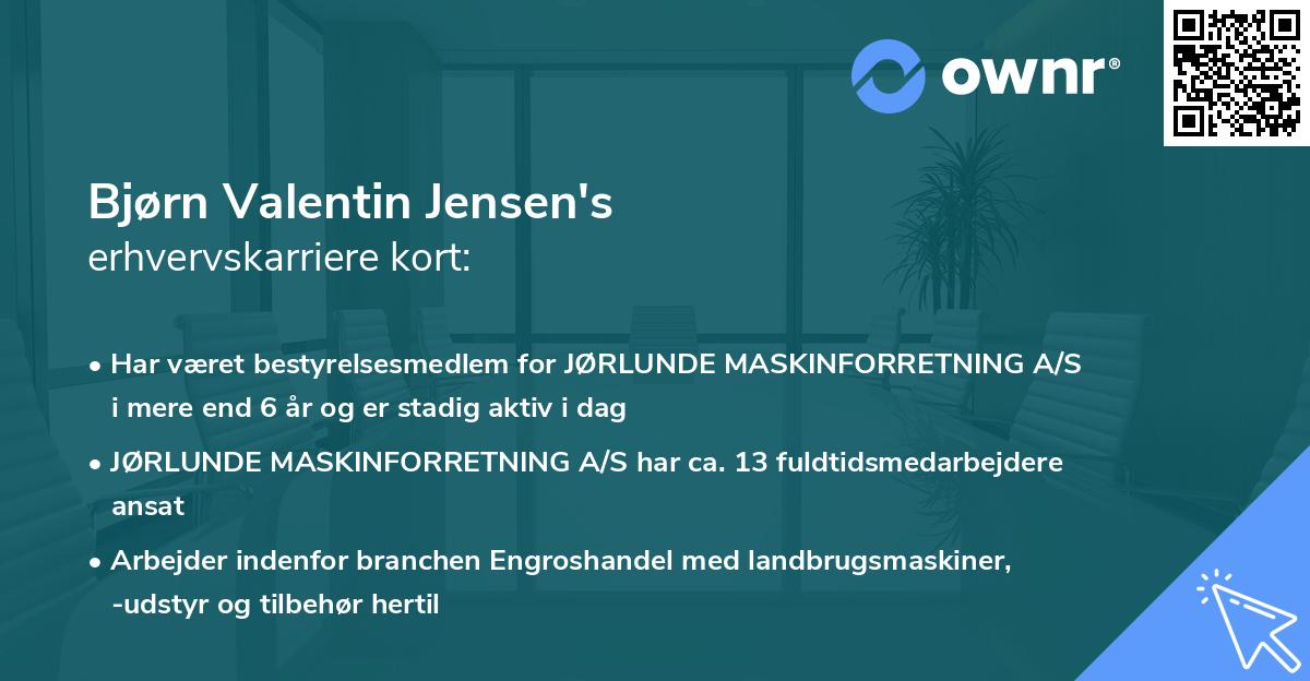 Bjørn Valentin Jensen's erhvervskarriere kort