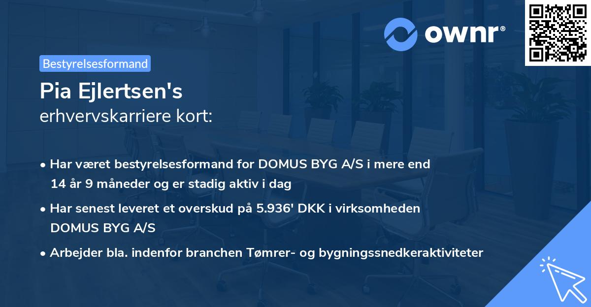 Pia Ejlertsen's erhvervskarriere kort