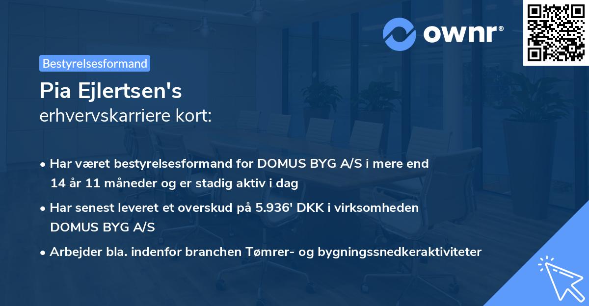 Pia Ejlertsen's erhvervskarriere kort