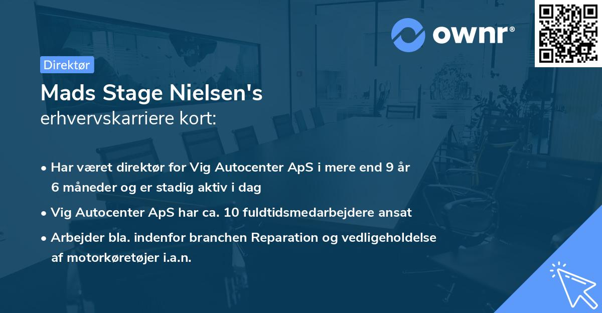 Mads Stage Nielsen's erhvervskarriere kort