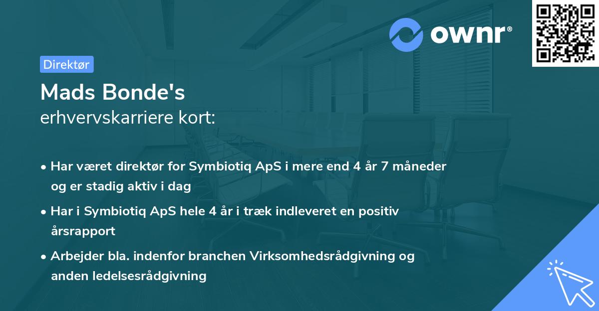 Mads Bonde's erhvervskarriere kort