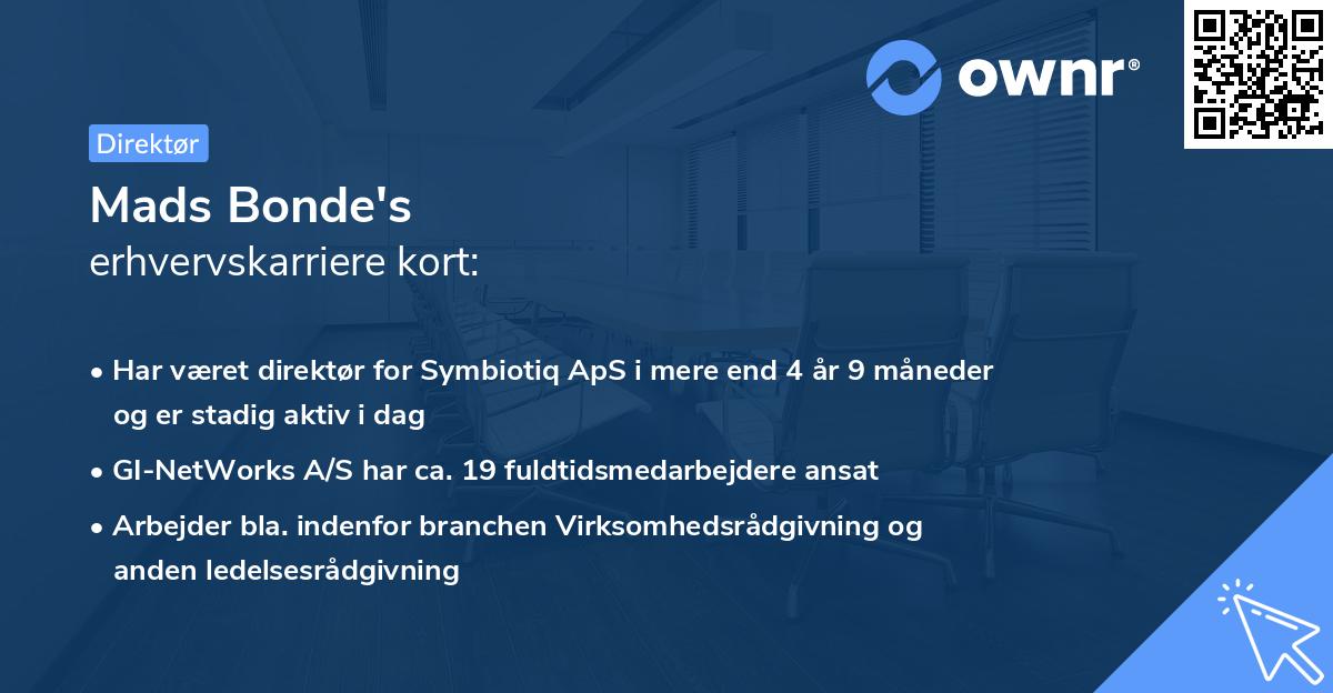 Mads Bonde's erhvervskarriere kort