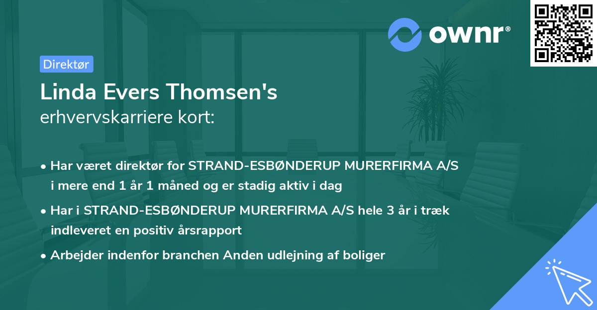 Linda Evers Thomsen's erhvervskarriere kort